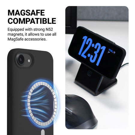 Crong Color Cover Magnetic - калъф MagSafe за iPhone 16e (черен)