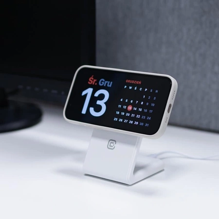Ładowarka Indukcyjna MagSafe Crong MagSpot™ Pivot Stand do iPhone, Apple Watch i AirPods 3w1 Biała
