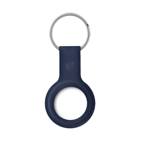 Crong Silikonhülle mit Schlüsselring – Schutzhülle mit Schlüsselanhänger für Apple AirTag 1/2 (marineblau)