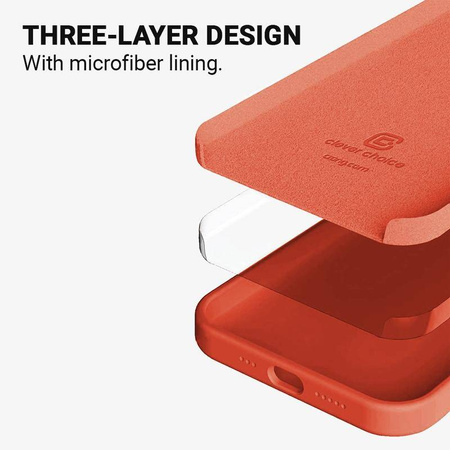 Etui Crong Color Cover do iPhone 13 Pro Silikonowe Koralowe z Mikrofibrą