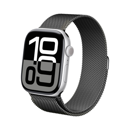 Pasek Crong Milano Steel do Apple Watch 49/46/45/44 mm Bransoleta Grafitowa