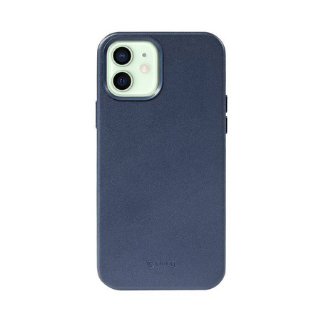 Crong Essential Cover Magnetic - Etui ze skóry iPhone 12 / iPhone 12 Pro MagSafe (granatowy)