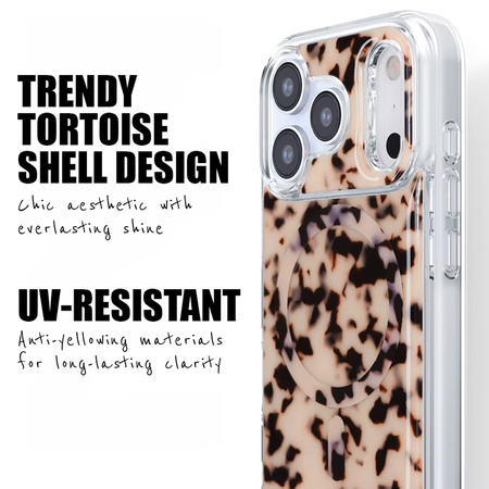 Crong Deluxe MAG Cover - iPhone 17 Pro Max MagSafe Case (Blonde Tortoise)