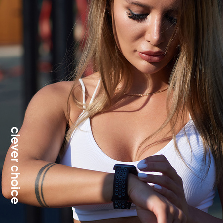 Crong Duo Sport - Каишка за Apple Watch 38/40/41/42 мм (Черен/Лайм)