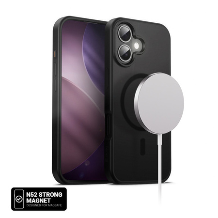 Crong Hybrid Frost MAG Cover - Etui MagSafe iPhone 17 (czarny)