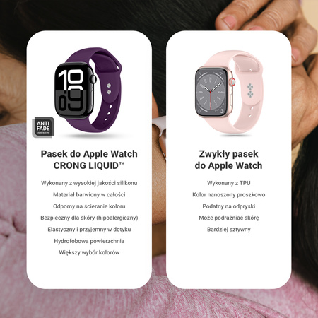 Pasek Crong Liquid do Apple Watch 42/41/40/38 mm Kamienny Beż Silikonowy