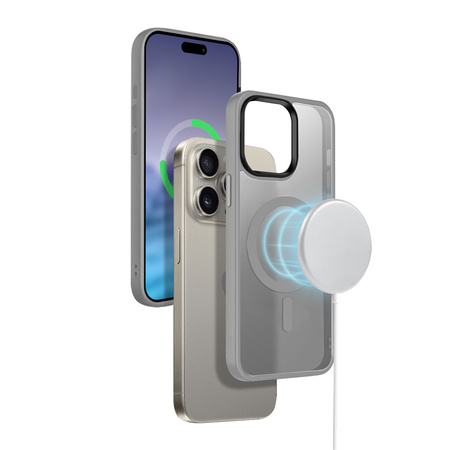 Etui Crong Hybrid Frost MAG Cover do iPhone 15 Pro Max Matowe Szare Plecki