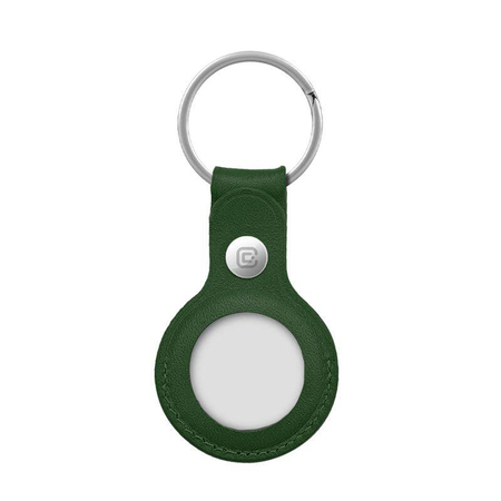 Crong Lederhülle mit Schlüsselring – Schützende Lederhülle mit Schlüsselring für Apple AirTag 1/2 (grün)