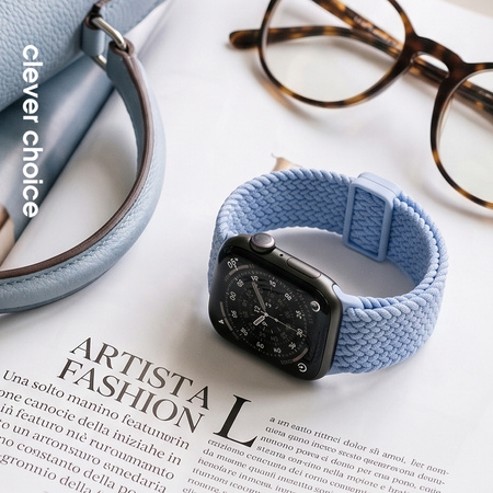 Crong Wave Band - Pletený řemínek pro Apple Watch 38/40/41/42 mm (nebesky modrá)