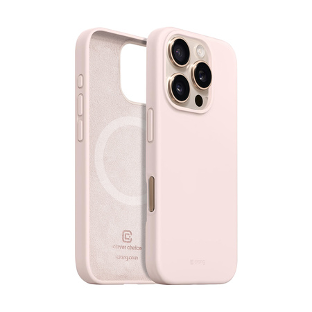 Etui do iPhone 16 Pro MagSafe Crong Color Cover Magnetic Silikonowy Case Ochronny Piaskowy Róż