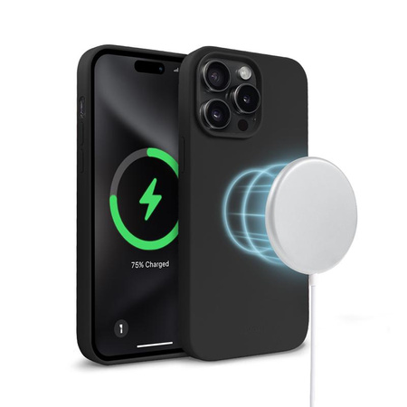 Crong Color Cover Magnetic - Schutzhülle für iPhone 15 Pro MagSafe (Schwarz)