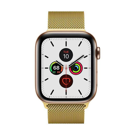 Crong Milano Steel - Stainless Steel Strap for Apple Watch 42/44/45/49 mm (Gold)