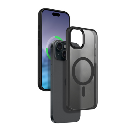 Crong Hybrid Frost MAG Cover - калъф MagSafe за iPhone 15 (черен)