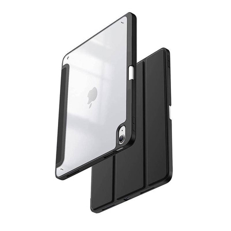 Etui do iPad 11" (2025) / iPad 10.9” (2022) z Podstawką i Schowkiem na Apple Pencil Crong PrimeFolio Case Czarno Przezroczysty