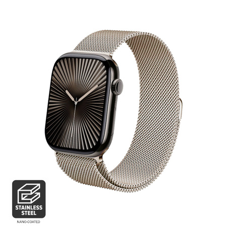 Crong Milano Steel - Βραχιόλι Milano για Apple Watch 44/45/46/49 mm (σαμπάνια)