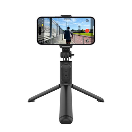 Crong SelfieGo Lite – Kompaktes Bluetooth-Selfie-Stick-Stativ (Schwarz)