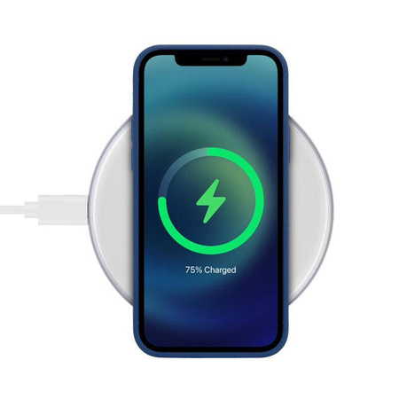 Cargador inalámbrico rápido Crong PowerSpot: cargador inalámbrico Qi USB-C de aluminio de 15 W con revestimiento de vidrio templado (blanco plateado)