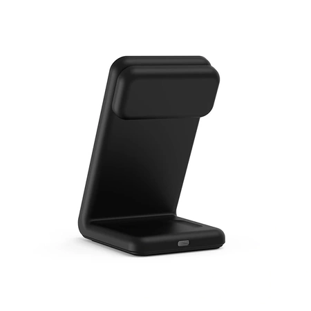 Crong MagSpot™ Pivot Stand - bezdrátová nabíječka 3 v 1 s MagSafe pro iPhone, Apple Watch a AirPods (černá)