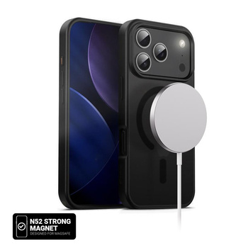 Kryt Crong Hybrid Frost MAG - kryt MagSafe pro iPhone 17 Pro (černý)