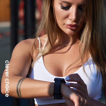 Crong Duo Sport - Correa para Apple Watch de 44/45/46/49 mm (blanco/negro)