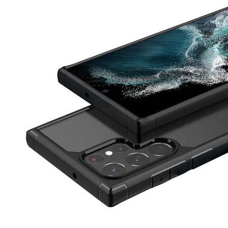 Crong Hybrid Clear Cover - калъф за Samsung Galaxy S22 Ultra (черен)