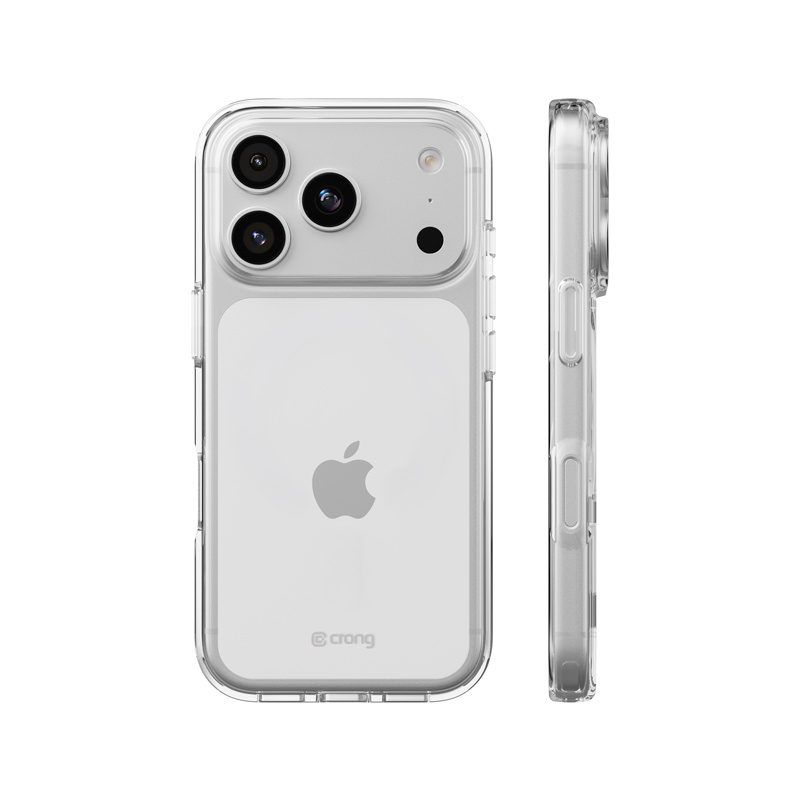 Hybrydowa konstrukcja PC i TPU w Crong Clear Cover do iPhone 18 Pro i 17 Pro