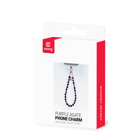 Crong Phone Charm - Colgante para teléfono con cordón (Purple Agate)