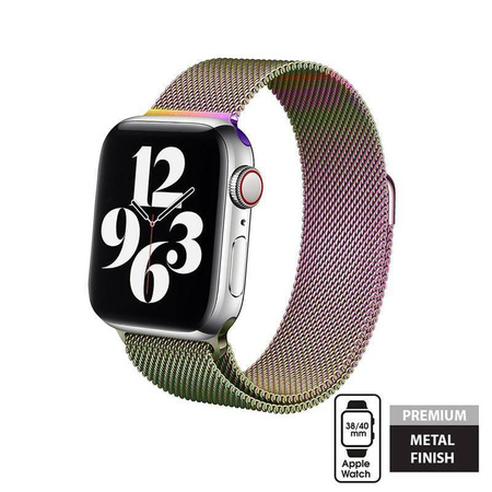 Crong Milano Steel - Λουράκι από ανοξείδωτο ατσάλι για Apple Watch 38/40/41 mm (ιριδίζον)