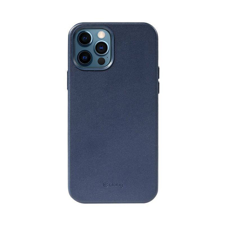 Crong Essential Cover - Etui ze skóry ekologicznej iPhone 12 / iPhone 12 Pro (granatowy)