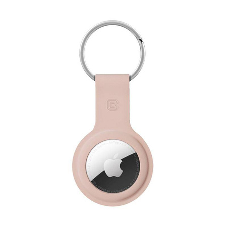 Etui Crong Silicone Case with Key Ring do Apple AirTag 1/2 Silikonowy Brelok Piaskowy Róż