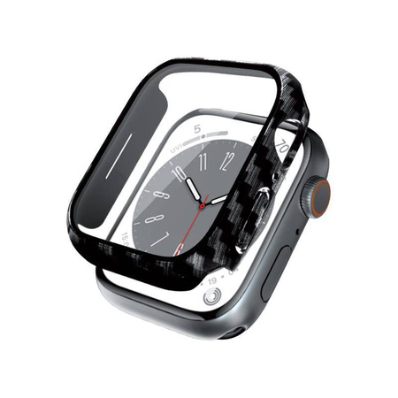 Υβριδική θήκη ρολογιού Crong - Θήκη με γυαλί για Apple Watch 44mm (Carbon)