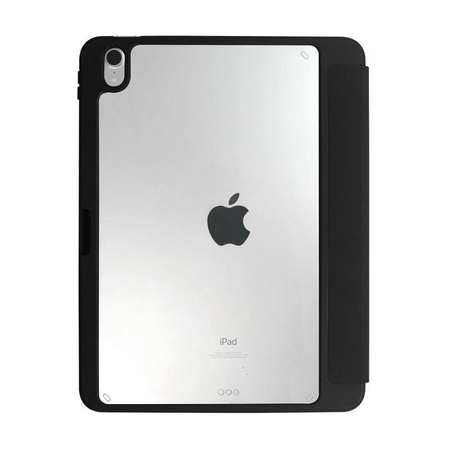 Crong PrimeFolio - Tasche für iPad 11" (2025) / iPad 10.9" (2022) mit Ständer und Apple Pencil Halter (schwarz/transparent)