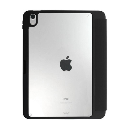 Crong PrimeFolio - Θήκη iPad 10.9" (2022) με βάση στήριξης και δυνατότητα αποθήκευσης Apple Pencil (μαύρο/διαφανές)