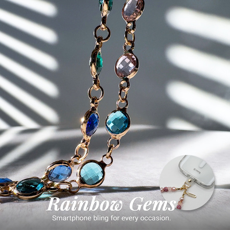 Smycz do Telefonu Crong Phone Charm Łańcuszek na Nadgarstek z Kamieniami Rainbow Gems