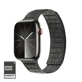 Crong Melange - Magnetický řemínek pro Apple Watch 42/44/45/49 mm (černý melanž)