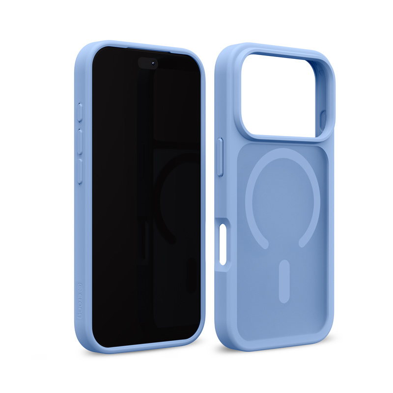 Acabado azul mate de la funda Crong Hybrid MATTE Magnetic