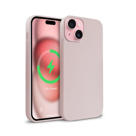 Etui Crong Color Cover Magnetic do iPhone 15 MagSafe Silikon Piaskowy Róż