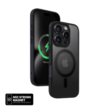 Crong Hybrid Frost MAG Cover - Калъф с MagSafe за iPhone 16 Pro Max (Черен)