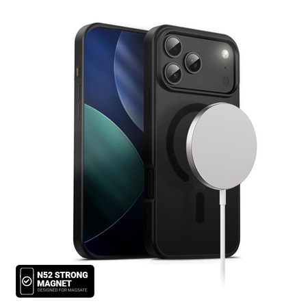 Crong Hybrid Frost MAG Cover - MagSafe калъф за iPhone 17 Pro Max (черен)