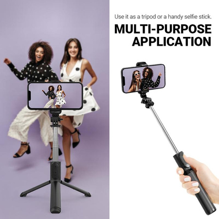 Kompaktowy Selfie Stick Bluetooth Statyw Tripod Uchwyt do Telefonu Crong SelfieGo Lite Czarny