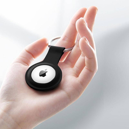Etui Ochronne do Apple AirTag Brelok Crong Silicone Case with Key Ring Czarny
