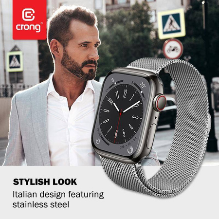 Crong Milano Steel - Ανοξείδωτο λουράκι για Apple Watch 42/44/45/49 mm (ασημί)