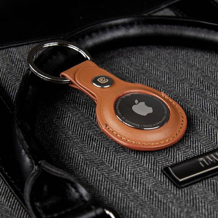 Etui Crong Leather Case with Key Ring do Apple AirTag 1/2 Skórzany Brelok Brązowy