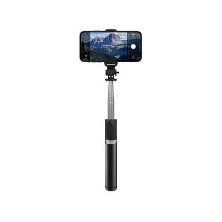 Crong SelfieGo Lite - Kompakter Selfie-Stick mit Bluetooth-Stativ (schwarz)