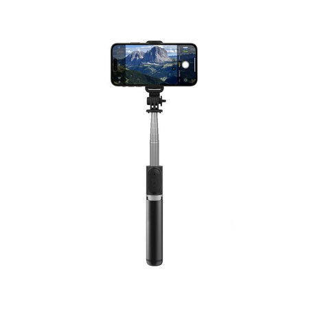 Crong SelfieGo Lite – Kompaktes Bluetooth-Selfie-Stick-Stativ (Schwarz)