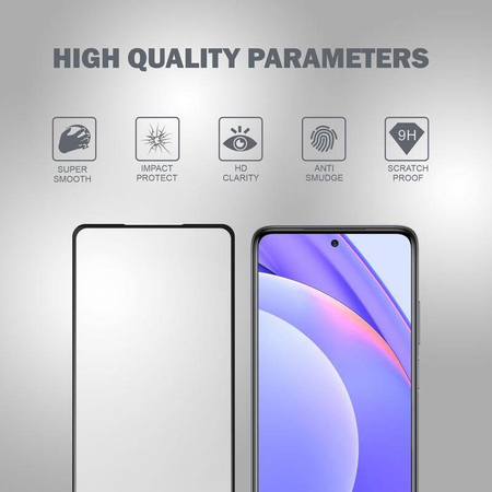 Crong 3D Panzerglas – 9H Vollflächig verklebtes gehärtetes Glas für den gesamten Bildschirm des Xiaomi Mi 10T Lite