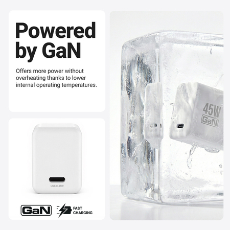 Crong Ultra Compact GaN - Cargador de red USB-C 45 W PD 3.0 con PPS (blanco)