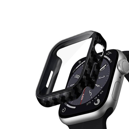 Etui Crong Hybrid Watch Case ze Szkłem Hartowanym do Apple Watch 45mm Carbon