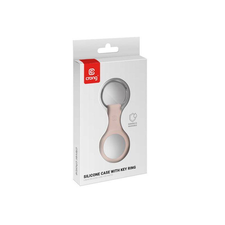 Etui Crong Silicone Case with Key Ring do Apple AirTag 1/2 Silikonowy Brelok Piaskowy Róż