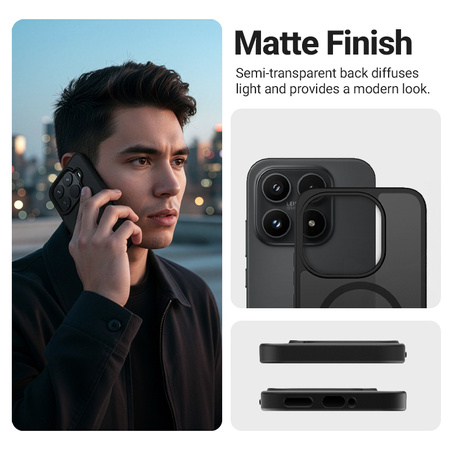 Etui Crong Hybrid MATTE™ Magnetic do Xiaomi 17 MagSafe Czarne Wytrzymałe